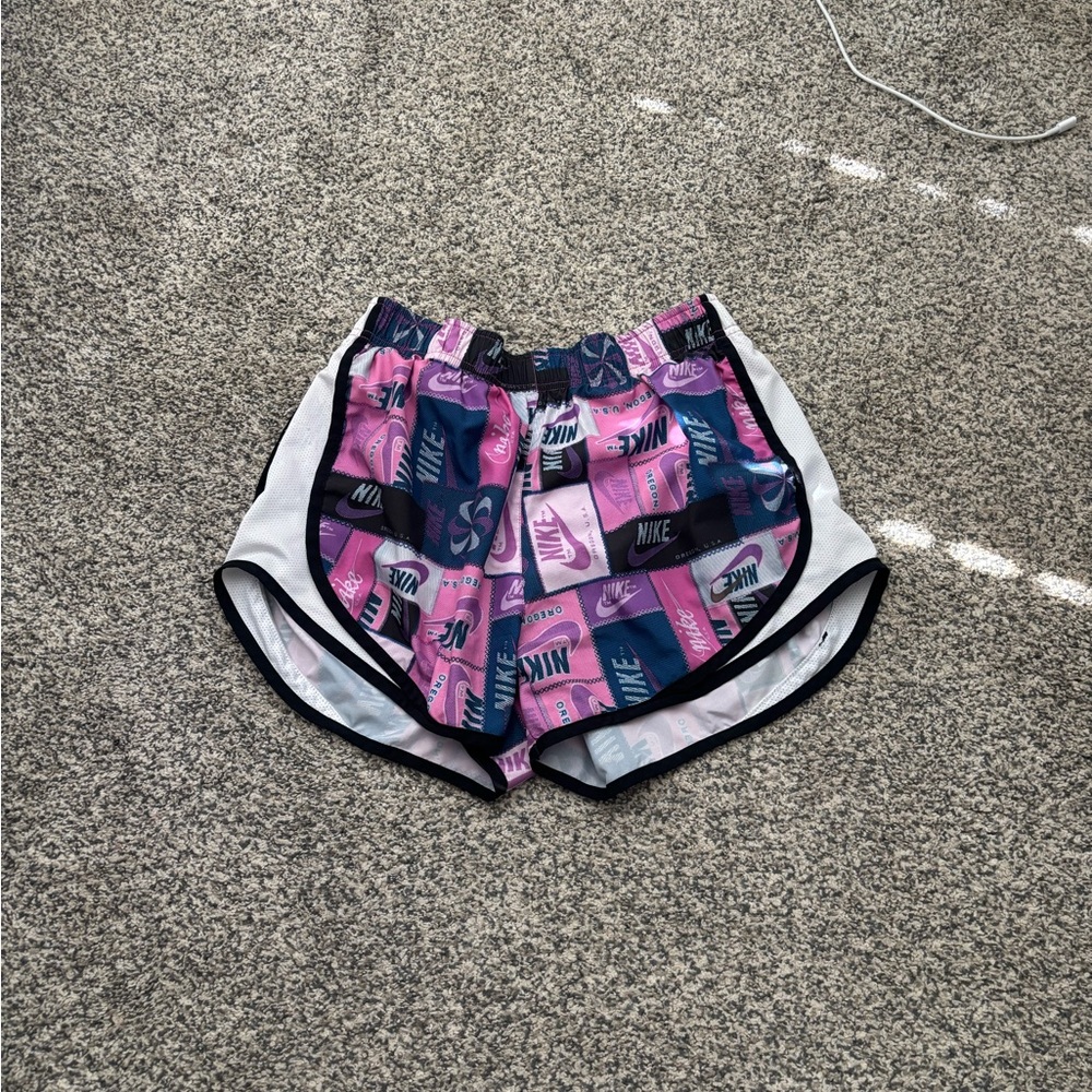 Nike Women's Vibrant Pink and Navy Athletic Shorts